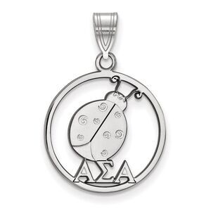 Sterling Silver Alpha Sigma Alpha Medium Circle Pendant